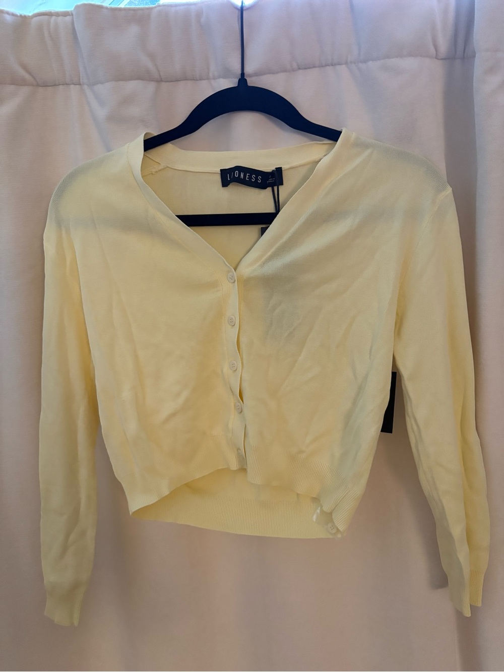 Lioness Pale Yellow Cropped Button-Up Cardigan